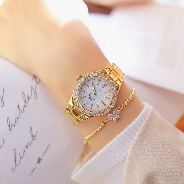 2022 Ladies Wrist Watches Dress Gold Watch Women Crystal Diamond Watches Stainless Steel Silver Clock Women Montre Femme 2023 - 图片 3
