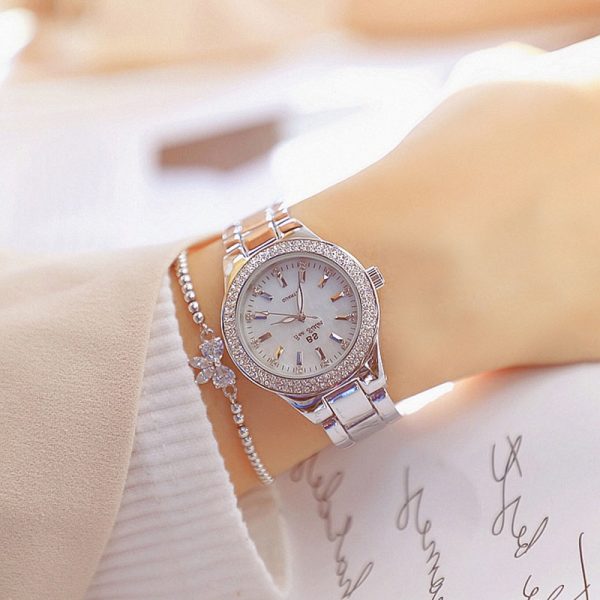 2022 Ladies Wrist Watches Dress Gold Watch Women Crystal Diamond Watches Stainless Steel Silver Clock Women Montre Femme 2023 - 图片 5