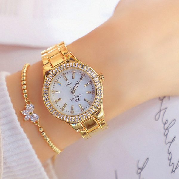 2022 Ladies Wrist Watches Dress Gold Watch Women Crystal Diamond Watches Stainless Steel Silver Clock Women Montre Femme 2023 - 图片 6