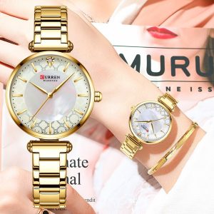 CURREN Watches Women Top Luxury Brand Blue Thin Quartz Wristwatch with Stainless Steel Band Simple Girl Clock Relogio