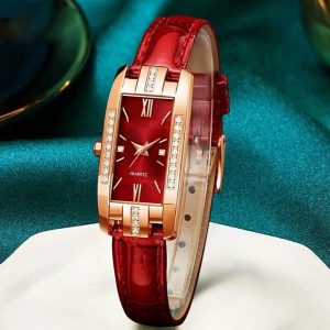 Fashion Xiaohong Strap Diamond Square Watches Women Watch Elegant Retro Women's Watch Decorative Wrist Watch