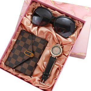 Lady gift box set Birthday gift set glasses wallet watch combination set box A08328